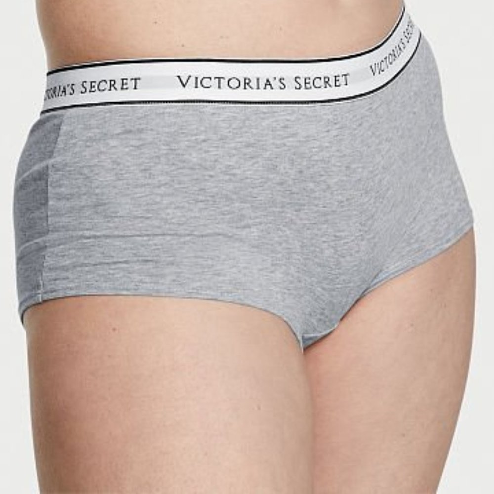 VS XXL Shorty Panty Logo Waist Heather Grey Gray NWT